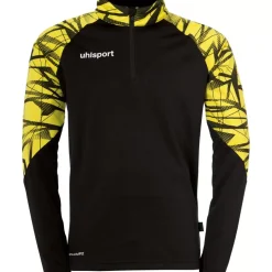 Outlet uhlsport Goal 25 1/4 Zip Top Noir/Jaune Citron