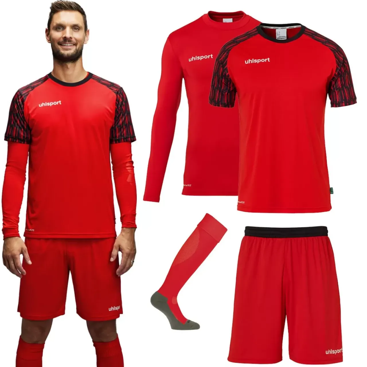 Discount uhlsport Reaction Goalkeeper Set Rouge/Noir
