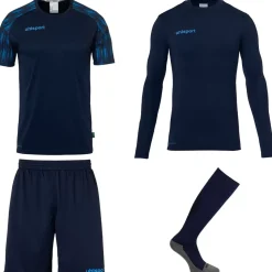 Discount uhlsport Reaction Goalkeeper Set Bleu Marine/Bleu Fluo