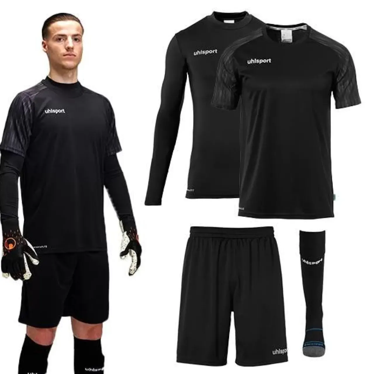 uhlsport Reaction Goalkeeper Set Noir/Anthracite